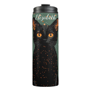 Bouteilles Isothermes Chat noir mystique avec yeux orange et Parties sci