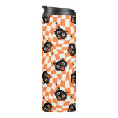 Bouteilles Isothermes Chat noir rétro Motif chèque orange (Tourné sur la droite)