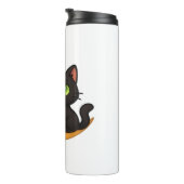 Bouteilles Isothermes Chat noir souriant aux yeux verts brillants assis (Tourné sur la droite)