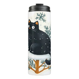 Bouteilles Isothermes Chat noir sur le sapin de Noël