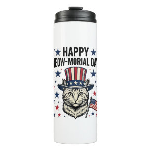 Bouteilles Isothermes Chat Patriotique Fête du Meow-Morial Jour Vector V