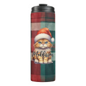 Bouteilles Isothermes Chat Père Noël Plaid De Noël Avec Nom (Devant)