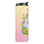 Bouteilles Isothermes Chat perse blanc en fleurs Personnalisé (Tourné sur la gauche)