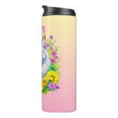 Bouteilles Isothermes Chat perse blanc en fleurs Personnalisé (Tourné sur la droite)