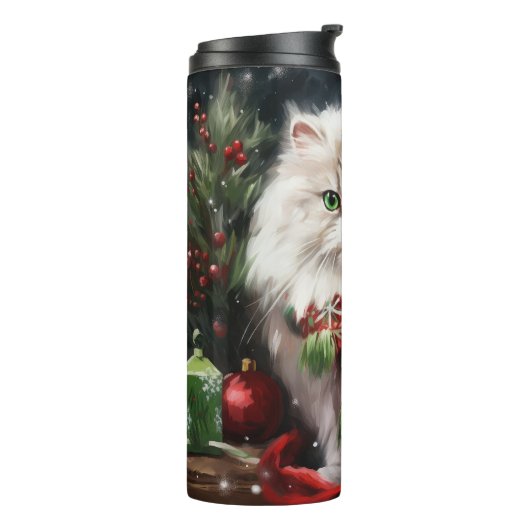 Bouteilles Isothermes Chat perse en Noël de neige (Tourné sur la gauche)