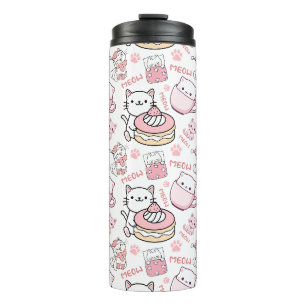 Bouteilles Isothermes Chat rose et blanc mignon