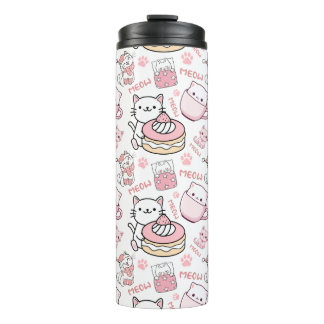 Bouteilles Isothermes Chat rose et blanc mignon