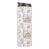 Bouteilles Isothermes Chat rose et blanc mignon (Tourné sur la droite)