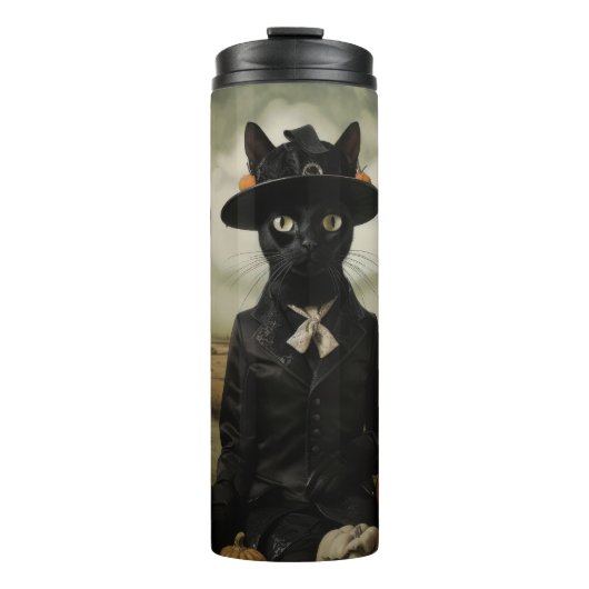Bouteilles Isothermes Chat sorcière avec citrouilles (Devant)