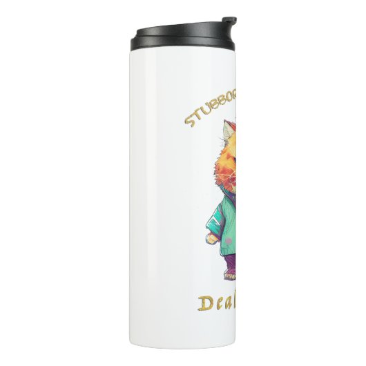 Bouteilles Isothermes Chat Têtu Devoir Avec Elle Mignonne Adorable Drôle (Tourné sur la gauche)