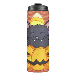 Bouteilles Isothermes Chat Tumbler Halloween en Citrouille