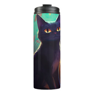 Bouteilles Isothermes Chat Tuxedo d'Halloween avec citrouilles effrayant