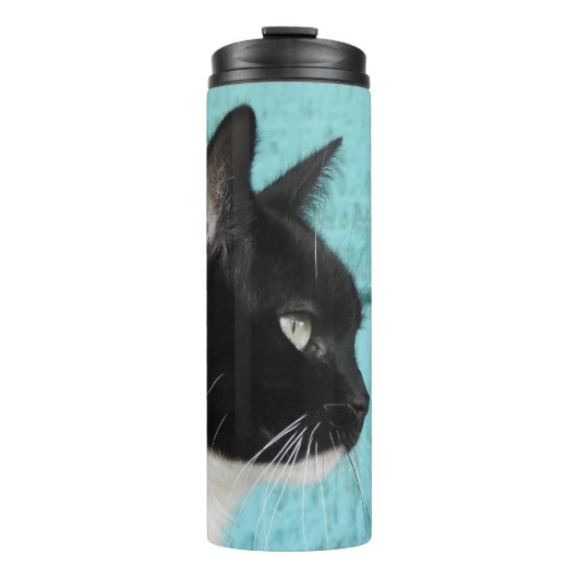 Bouteilles Isothermes Chat Tuxedo Kitty sur Teal (Devant)