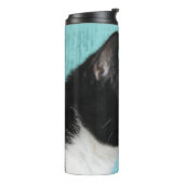 Bouteilles Isothermes Chat Tuxedo Kitty sur Teal (Tourné sur la gauche)
