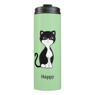 Bouteilles Isothermes Chat Tuxedo très agréable sur Vert clair