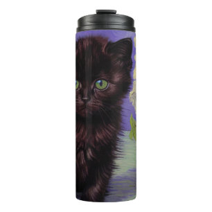 Bouteilles Isothermes Chat Van Gogh avec fleurs blanches