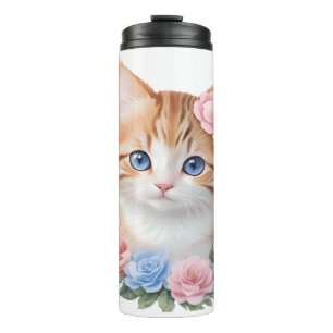 Bouteilles Isothermes Chaton aux Fleurs Félin Fantaisiste