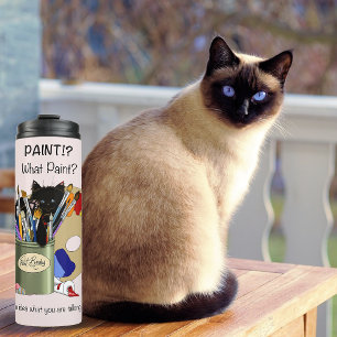Bouteilles Isothermes Chaton noir Pinceau Pot Artiste Chat Rose