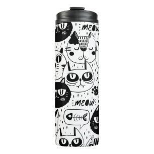 Bouteilles Isothermes Chats blancs noirs face motif