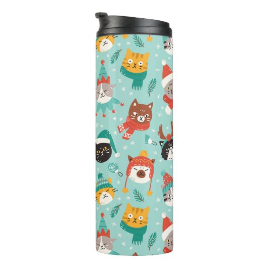 Bouteilles Isothermes Chats de Noël en Chandails de vacances Motif (Tourné sur la droite)