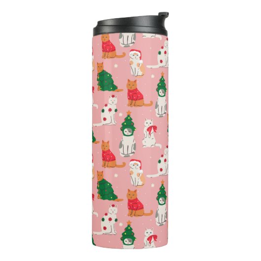 Bouteilles Isothermes Chats de Noël en Motif d'attraction (Tourné sur la gauche)