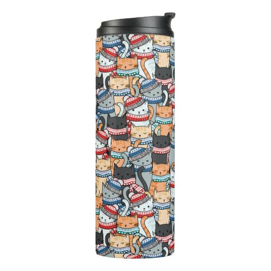 Bouteilles Isothermes Chats en Écharpes d'hiver et Motif Casquette (Tourné sur la gauche)