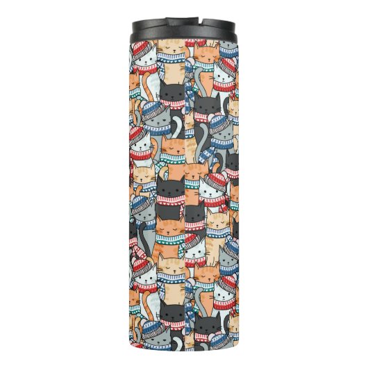 Bouteilles Isothermes Chats en Écharpes d'hiver et Motif Casquette (Dos)