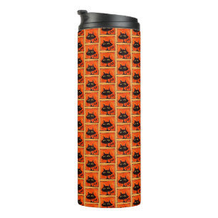Bouteilles Isothermes Chats noirs Halloween Carrés orange dessin animé