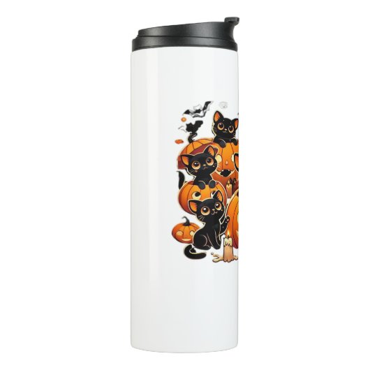 Bouteilles Isothermes Chats noirs mignons en Citrouille Halloween Night  (Tourné sur la gauche)