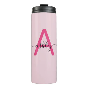 Bouteilles Isothermes Chaud rose moderne Script Girl Monogramme Nom