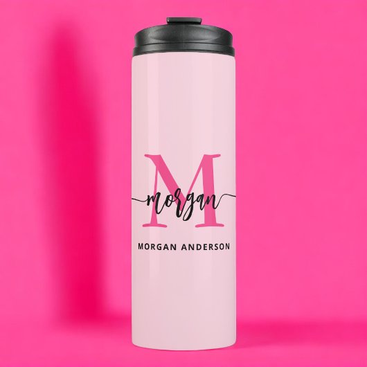 Bouteilles Isothermes Chaud rose moderne Script Girl Monogramme Nom