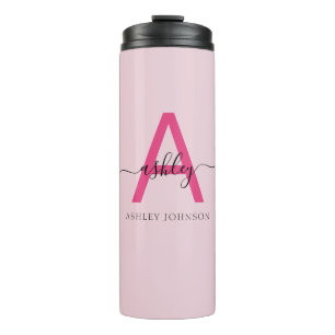 Bouteilles Isothermes Chaud rose moderne Script Girl Monogramme Nom