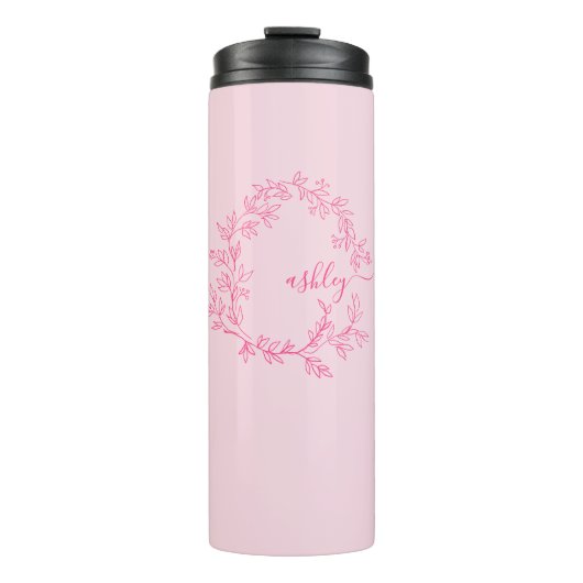 Bouteilles Isothermes Chaud rose moderne Script Girl Monogramme Nom (Devant)