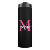 Bouteilles Isothermes Chaud rose noir moderne Script Girl Monogramme Nom (Devant)