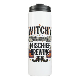 Bouteilles Isothermes Chemise sorcière Halloween avec balai et chaudrons