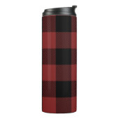 Bouteilles Isothermes Chèque de Buffle Noir Rouge (Tourné sur la gauche)