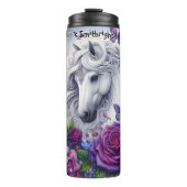 Bouteilles Isothermes Cheval blanc enchanté Fleurs violettes Papillons (Devant)