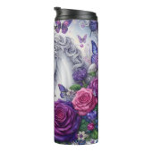 Bouteilles Isothermes Cheval blanc enchanté Fleurs violettes Papillons (Tourné sur la droite)