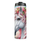 Bouteilles Isothermes Cheval blanc Imaginaire rose floral (Devant)