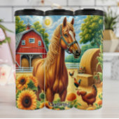 Bouteilles Isothermes Cheval de châtaignes dans la ferme ensoleillée