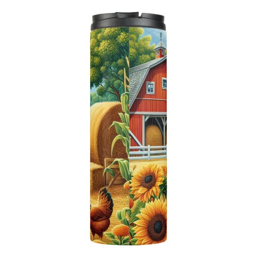 Bouteilles Isothermes Cheval de châtaignes dans la ferme ensoleillée (Dos)