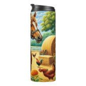 Bouteilles Isothermes Cheval de châtaignes dans la ferme ensoleillée (Tourné sur la droite)