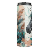 Bouteilles Isothermes Cheval Noir avec Fleurs Turquoises Mane (Dos)