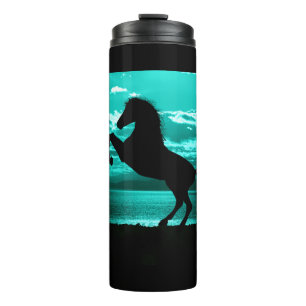 Bouteilles Isothermes Cheval noir Ciel Turquoise et eau