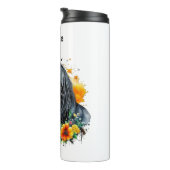 Bouteilles Isothermes Cheval noir entouré de fleurs Personnalisé (Tourné sur la droite)