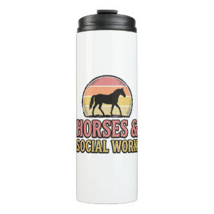 Bouteilles Isothermes Cheval & Travail Social Retro Soleil Couchant Conc
