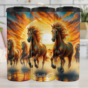 Bouteilles Isothermes Chevaux de feu sous le coucher du soleil