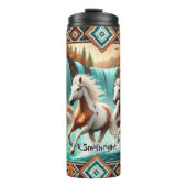 Bouteilles Isothermes Chevaux Sauvages Traversant Les Cascades D'Automne (Devant)