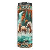 Bouteilles Isothermes Chevaux Sauvages Traversant Les Cascades D'Automne (Dos)