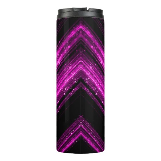 Bouteilles Isothermes Chevron noir rose chaud brillant métallique Monogr (Dos)